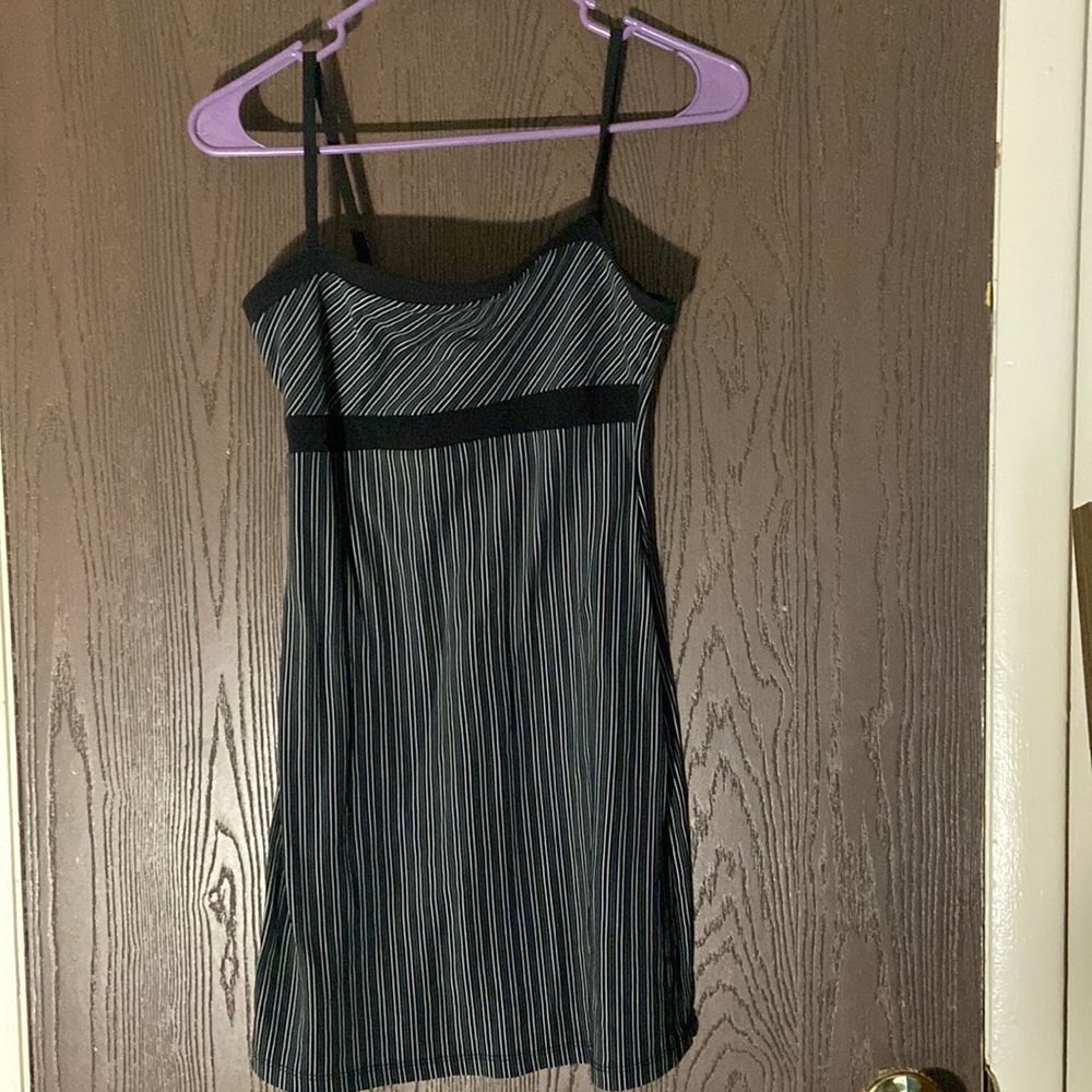 Striped black tight mini dress